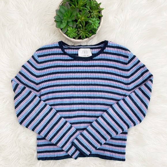 Zara Kids Girls (2) Bundle Striped Crewneck Long Sleeves Sweater Size 11-12 - Picture 4 of 12